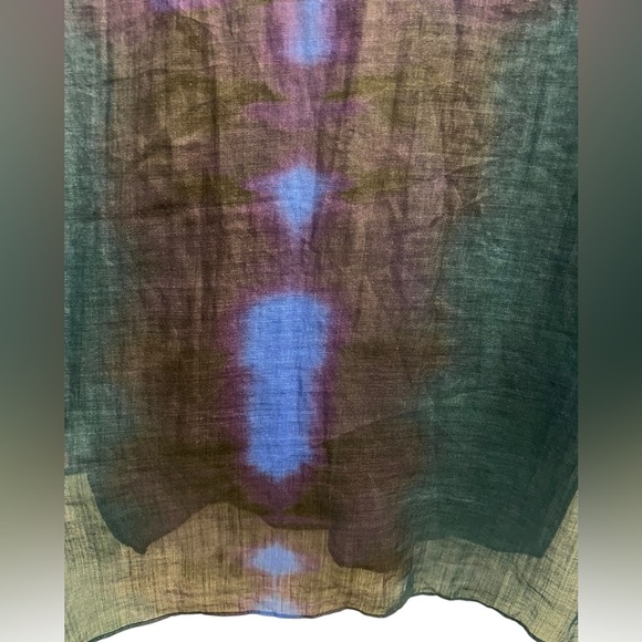 Massimo Dutti Size 6 Blue Watercolor Print V-Neck Tunic Artsy, Quiet Luxury - Picture 7 of 11